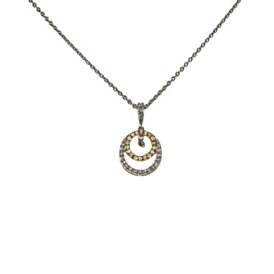 Collier Or Blanc Diamants et Saphirs Jaune