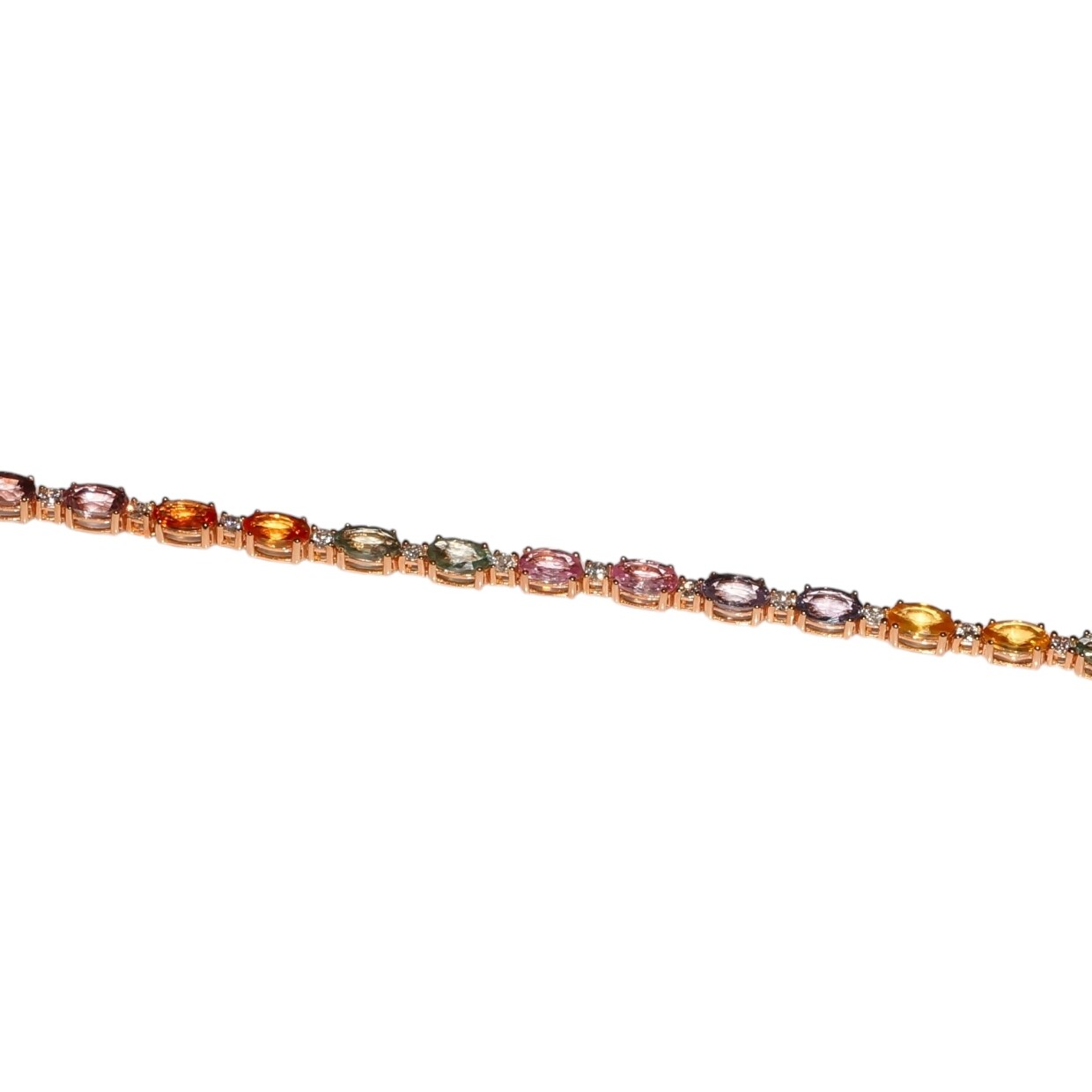 Bracelet Rivière de Saphirs Multi-couleurs et Diamants Or Rose