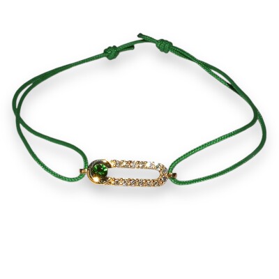 Bracelet Cordon Tsavorite et Diamants, Or Rose