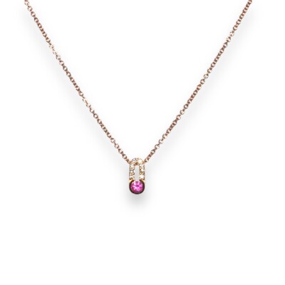 Collection Portofino - Collier Saphir Rose et Diamants, Or Rose