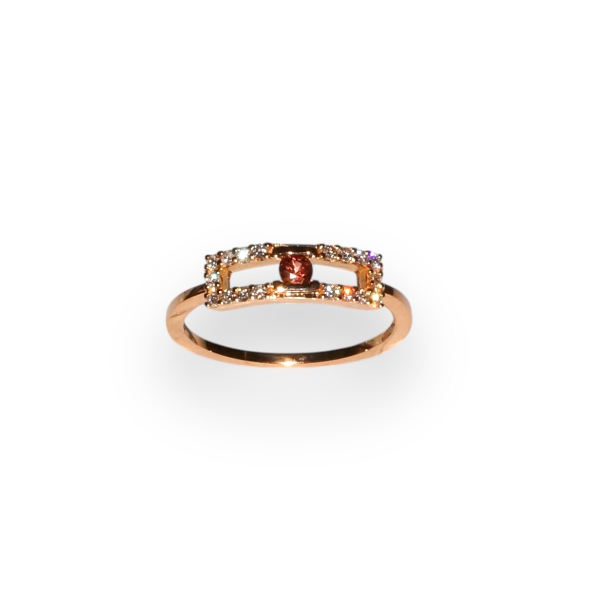 Collection Portofino - Bague Saphir Orange et Diamants, Or Rose