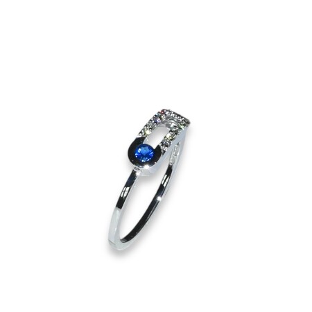 Collection Portofino - Bague Saphir Bleu et Diamants, Or Blanc