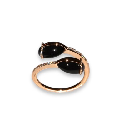 Bague Scarabée Onyx et Diamants, Or Rose