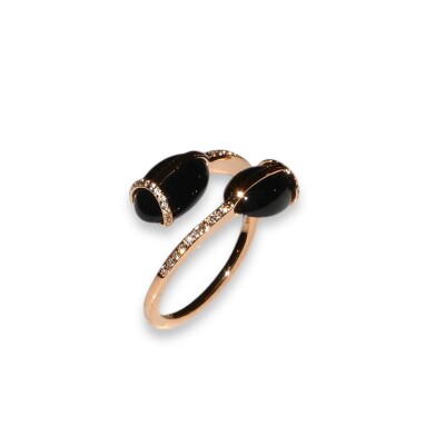 Bague Scarabée Onyx et Diamants, Or Rose