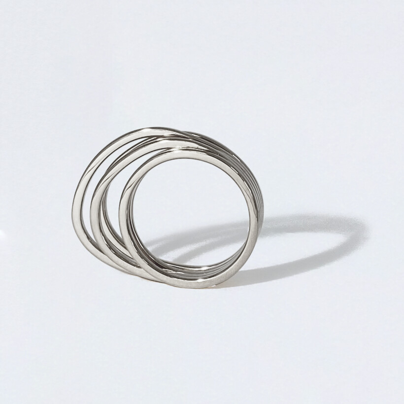 Bague ITO 5 anneaux, Argent Rhodié