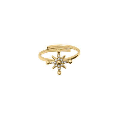 Bague Ajustable Femme PERSEA Acier Doré Cristaux