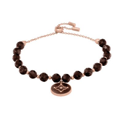 Bracelet Chaîne Femme TALLIA Acier Doré rose Nacre Brune