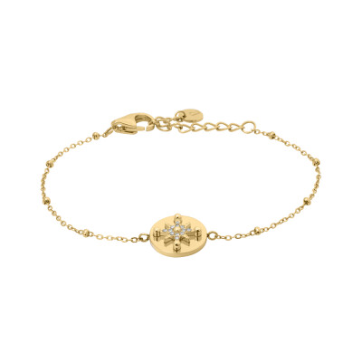 Bracelet Chaîne Femme PERSEA Acier Doré Cristaux