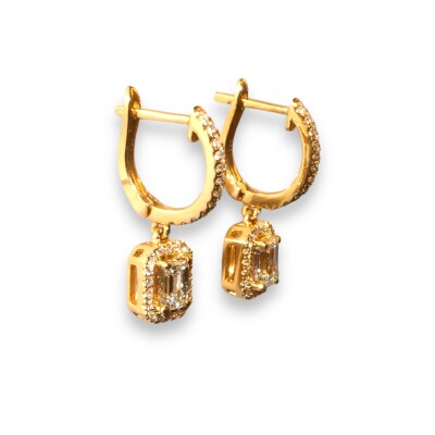 Boucles D’oreilles Dormeuses, Or Jaune Diamants