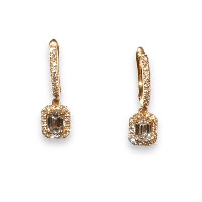 Boucles D’oreilles Dormeuses, Or Jaune Diamants