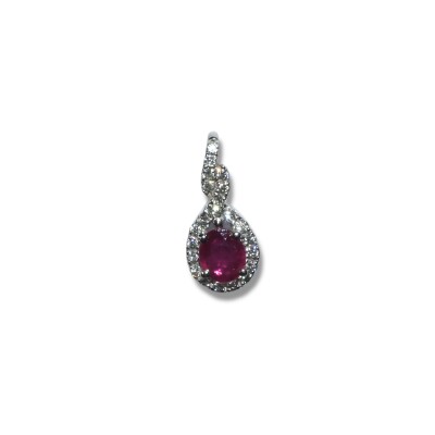 Pendentif Rubis Or Blanc et Diamants