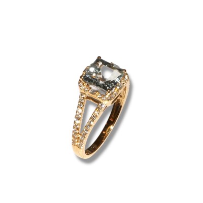 Bague Aigue-Marine & Diamants, Or Jaune