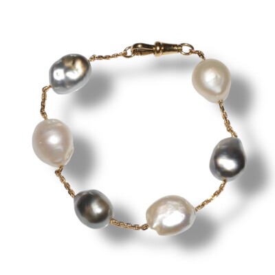 Bracelet Or Jaune Perle de Tahiti et Perle d’eau douce