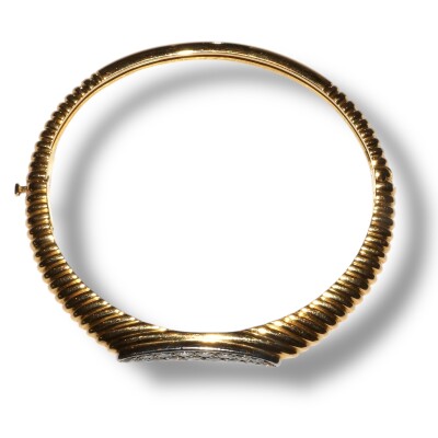Bracelet Jonc Diamants, Or Jaune et Platine