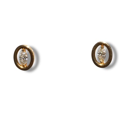 Boucles D’oreilles Diamants Navettes, Or Jaune