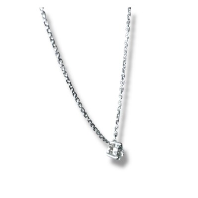 Collier Serti Griffes Diamants, Or Blanc