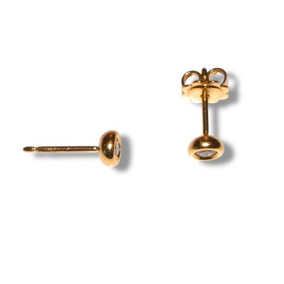Boucles D’oreilles Puces Serti Clos Diamants, Or Jaune
