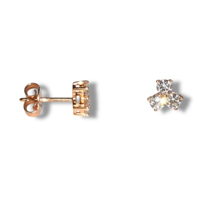 Boucles D’oreilles Trèfle, Or Rose & Diamants