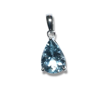 Pendentif Poire Aigue-Marine, Or Blanc