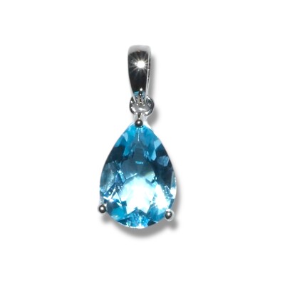 Pendentif Poire Topaze, Or Blanc