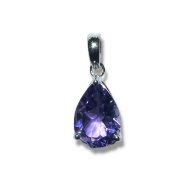 Pendentif Poire Améthyste, Or Blanc