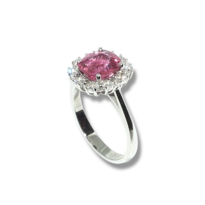 Bague Spinelle Certifié & Diamants, Or Blanc