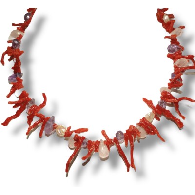 Collier Corail & Améthyste