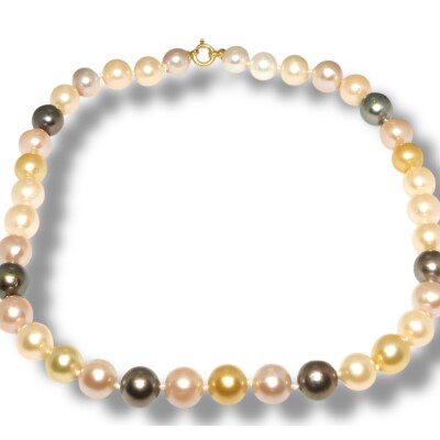 Collier Perles De Tahiti, Perle D’eau douce & Perle de Mer du Sud, Or Jaune