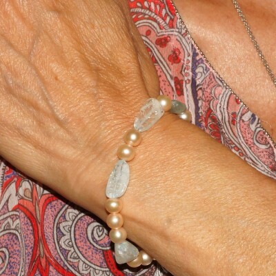 Bracelet Perles + Pierres Bleues