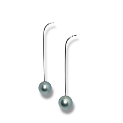 Boucles D’oreilles Perle de Tahiti, Or Blanc