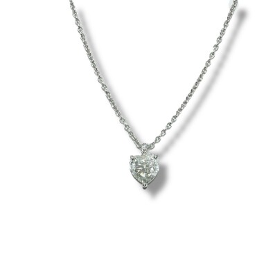 Collier Coeur Diamants, Or Blanc