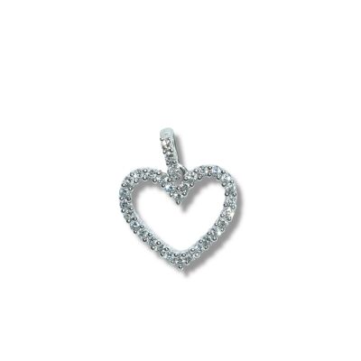 Pendentif Coeur Diamants, Or Blanc