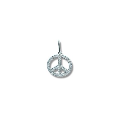 Pendentif Peace and Love Diamants, Or Blanc