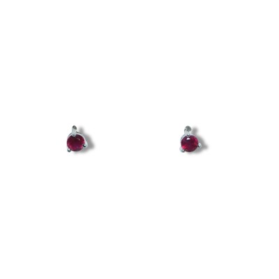Boucles D’oreilles Rubis 4mm, Or Blanc