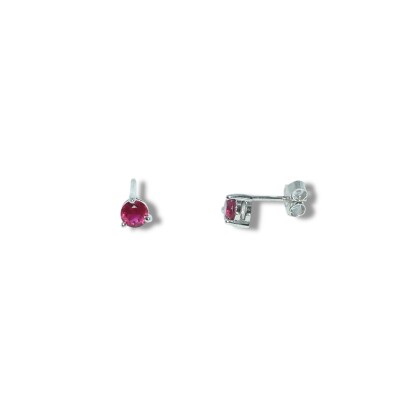 Boucles D’oreilles Rubis 4mm, Or Blanc