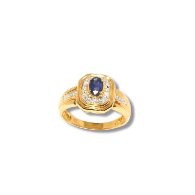 Bague Saphir & Diamants, Or Jaune