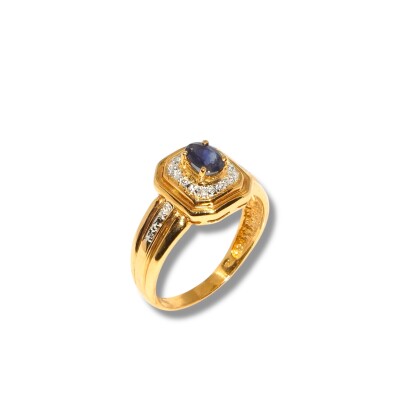 Bague Saphir & Diamants, Or Jaune