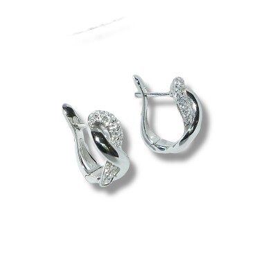 Boucles D’oreilles Semi Pendante Infini Diamants, Or Blanc