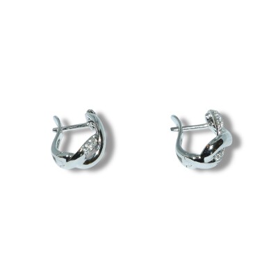 Boucles D’oreilles Semi Pendante Infini Diamants, Or Blanc