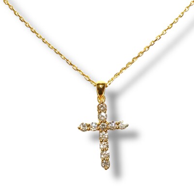 Collier Croix Diamants, Or Jaune