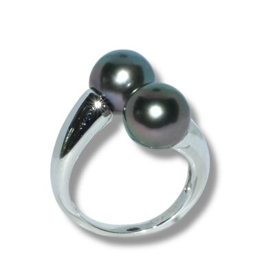 Bague Duo Perle de Tahiti, Argent