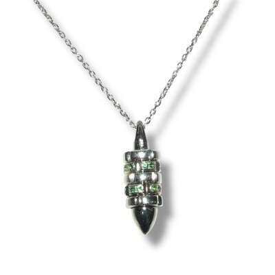Collier Dolphins & Sharks Wargame, Tsavorite & Argent