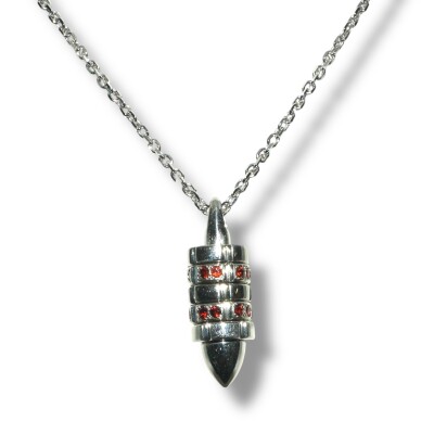 Collier Wargame Dolphins & Shark Empierré Grenat, Argent