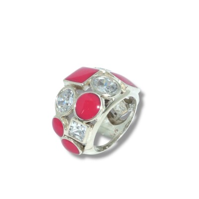 Bague Pavage Résine & Oxyde de Zirconium, Argent