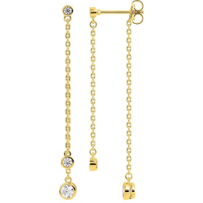 Boucles D'oreilles Pendantes Oxyde de Zirconium, Plaqué or