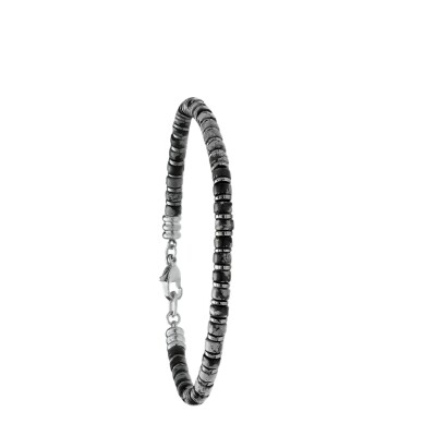 BRACELET HALO – HÉMATITE, OBSIDIENNE NEIGEUSE