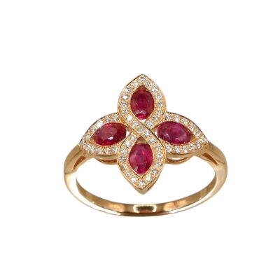 Bague Rubis & Diamants, Or Rose