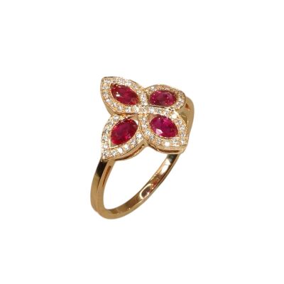 Bague Rubis & Diamants, Or Rose