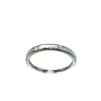 Bague Diamants & Résine blanc Nacrée, Or Blanc