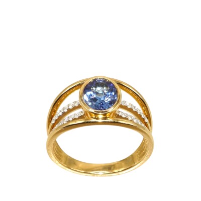 Bague Tanzanite & Diamants, Or Jaune